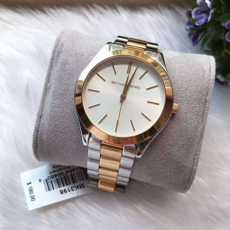 Michael Kors Slim Runway White Dial Two Tone Watch for Women - MK3204B Buy Now By Michael Kors