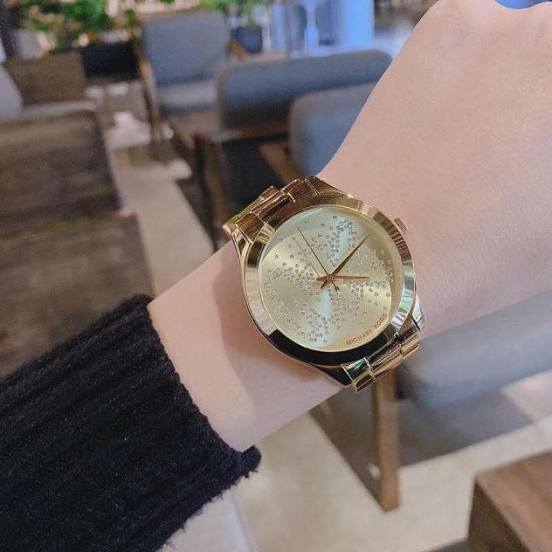 Michael Kors Slim Runway Gold Dial Gold Steel Strap Watch for Women - MK3590 Buy Now By Michael Kors