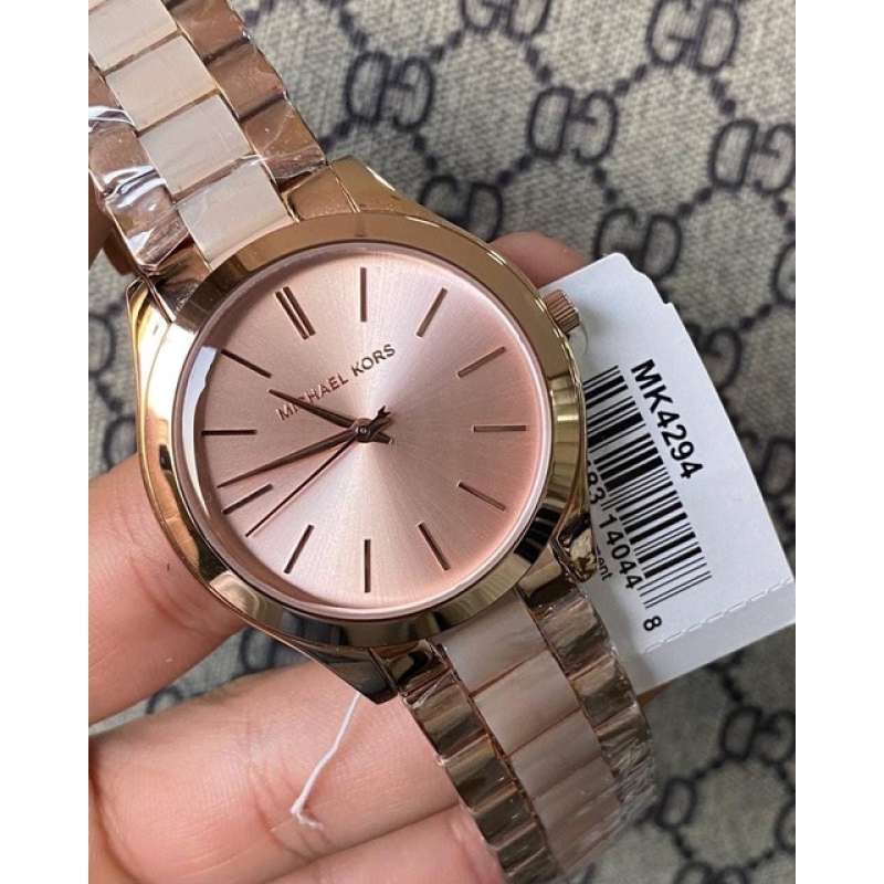 Michael Kors Slim Runway Rose Gold Dial Two Tone Steel Strap Watch for Women - MK4294 Buy Now By Michael Kors