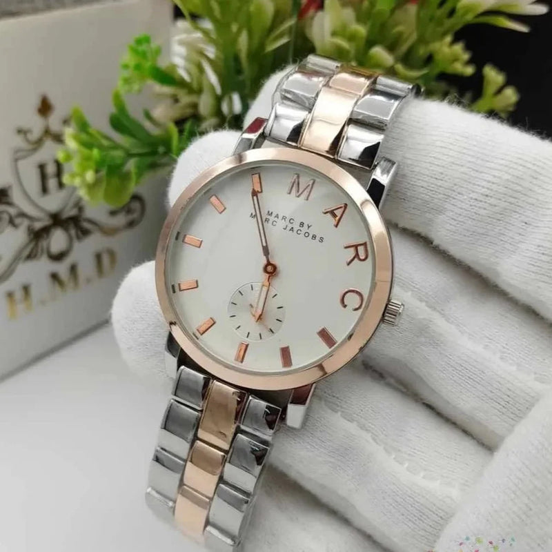 Marc Jacobs Baker White Dial Two Tone Steel Strap Watch for Women - MBM3331 Buy Now By Marc Jacobs