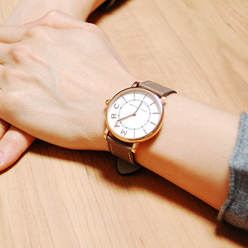 Marc Jacobs Roxy White Dial Cement Brown Leather Strap Watch for Women - MJ1533 Buy Now By Marc Jacobs