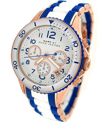 Marc Jacobs Rock Chronograph White Dial Two Tone Silicone Strap Watch for Women - MBM2594 Buy Now By Marc Jacobs