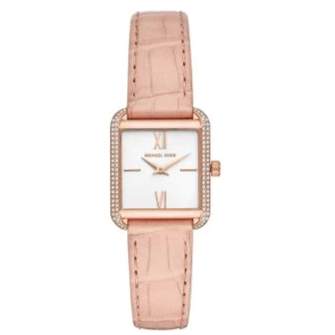 Shop Michael Kors Lake Quartz White Dial Pink Leather Strap Watch For Women - MK2763 in USA