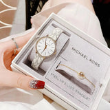 Michael Kors Pyper Quartz Silver Dial White Leather Strap Watch For Women - MK1037 Buy Now By Michael Kors