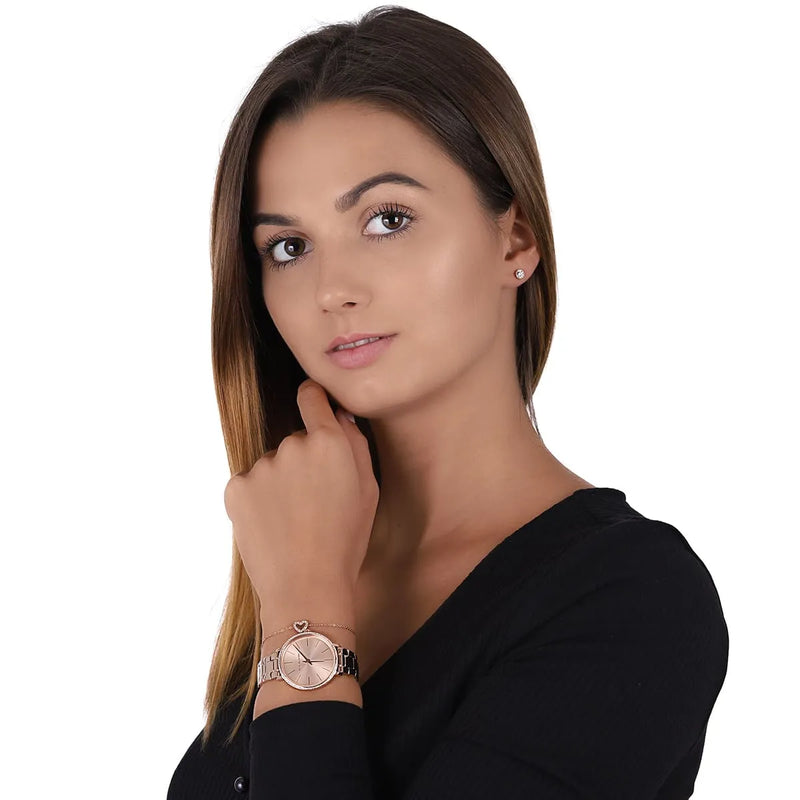 Shop Michael Kors Pyper Quartz Rose Gold Dial Rose Gold Steel Strap Watch For Women - MK1040 in USA