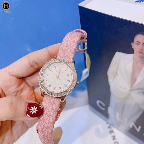 Shop Michael Kors Tibby Silver Dial Pink Leather Strap Watch for Women - MK1050 in USA