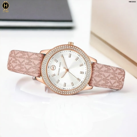 Shop Michael Kors Tibby Silver Dial Pink Leather Strap Watch for Women - MK1050 in USA