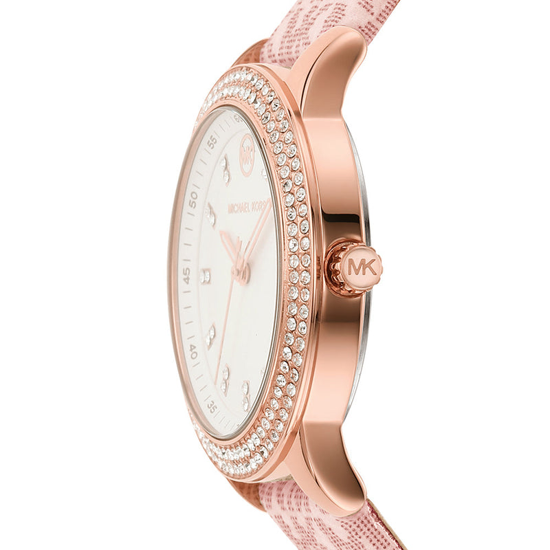 Shop Michael Kors Tibby Silver Dial Pink Leather Strap Watch for Women - MK1050 in USA