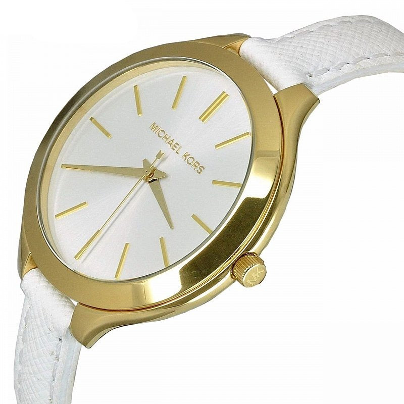 Michael Kors Slim Runway White Dial White Leather Strap Watch For Women - MK2273 Buy Now By Michael Kors