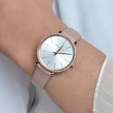 Michael Kors Pyper Analog White Dial Pink Leather Strap Watch For Women - MK2803