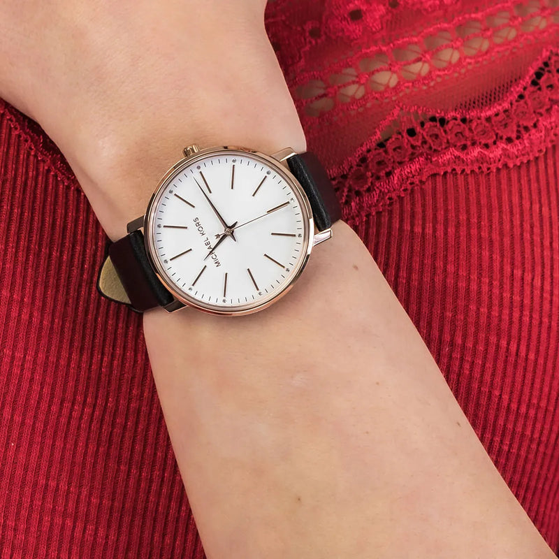 Michael Kors Pyper Quartz White Dial Black Leather Strap Watch For Women - MK2834 Buy Now By Michael Kors