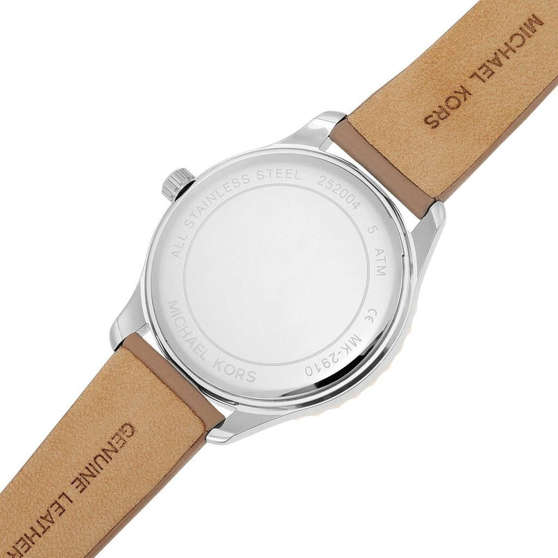 Michael Kors Layton Mother of Pearl White Dial Brown Leather Strap Watch For Women - MK2910 Buy Now By Michael Kors