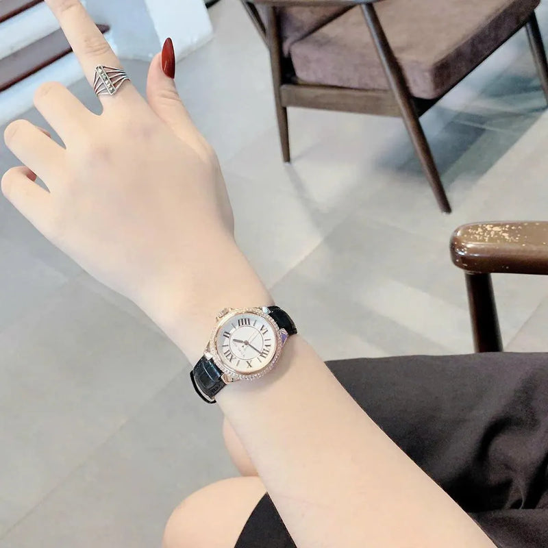Michael Kors Camille Three-Hand Crystals White Dial Black Leather Strap Watch for Women - MK2962 Buy Now By Michael Kors