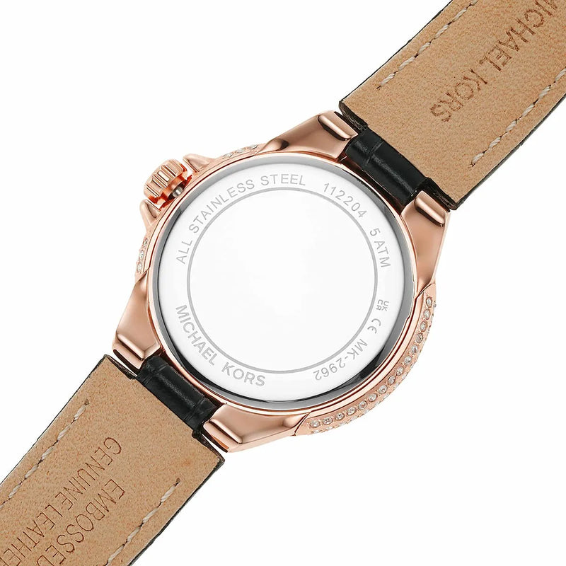 Michael Kors Camille Three-Hand Crystals White Dial Black Leather Strap Watch for Women - MK2962 Buy Now By Michael Kors