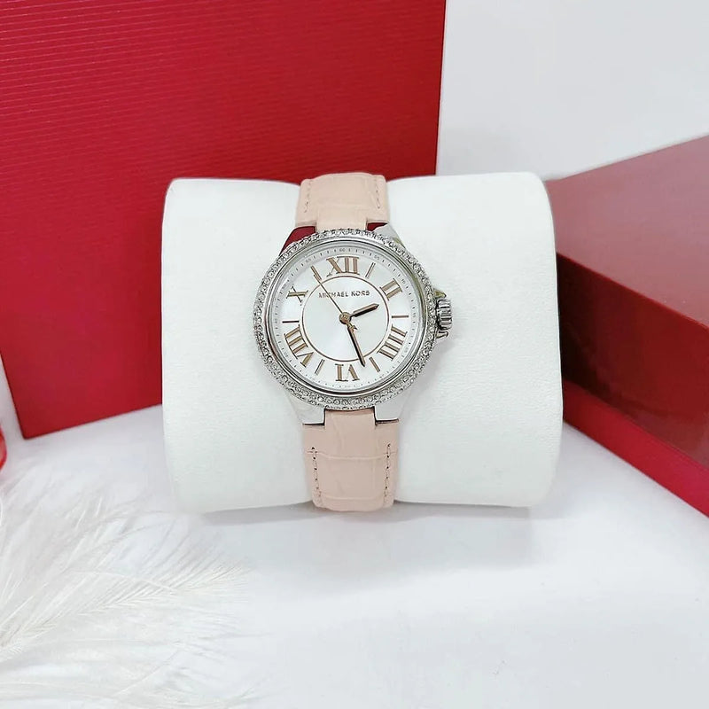 Michael Kors Camille Three-Hand Crystals White Dial Pink Leather Strap Watch for Women - MK2963 Buy Now By Michael Kors