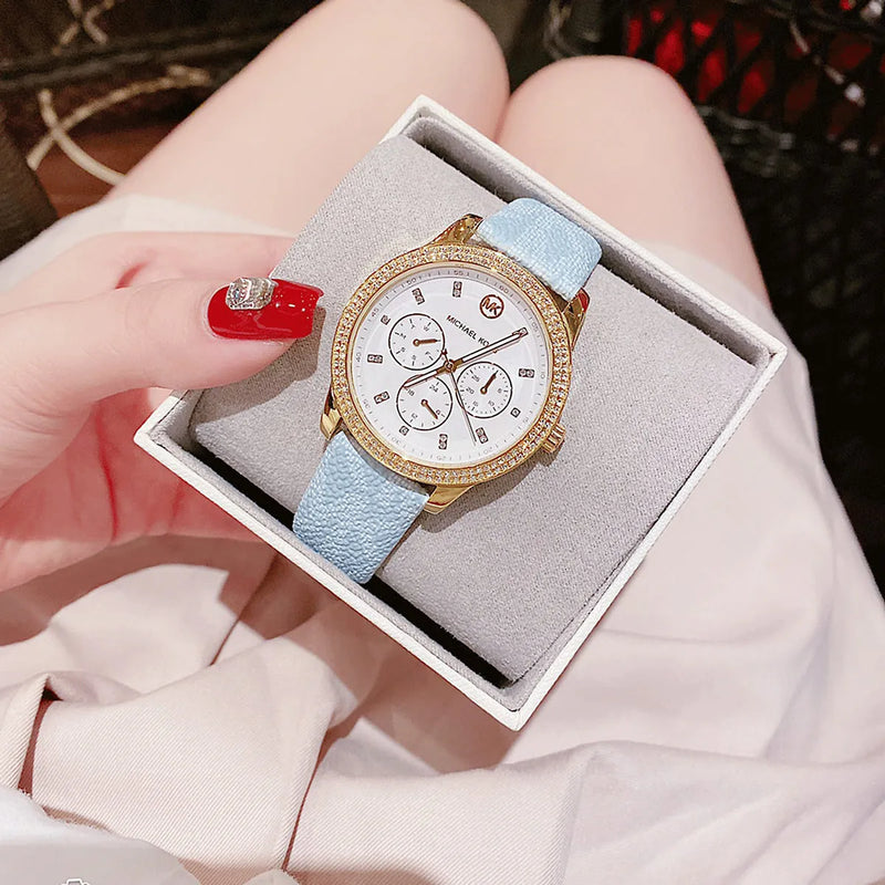 Michael Kors Tibby Multifunction White Dial Blue Leather Strap Watch For Women - MK2965 Buy Now By Michael Kors
