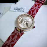 Michael Kors Parker Rose Gold Dial Maroon Leather Strap Watch For Women - MK2974 Buy Now By Michael Kors