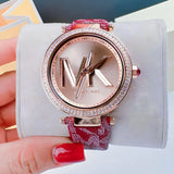 Michael Kors Parker Rose Gold Dial Maroon Leather Strap Watch For Women - MK2974 Buy Now By Michael Kors
