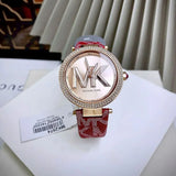 Michael Kors Parker Rose Gold Dial Maroon Leather Strap Watch For Women - MK2974 Buy Now By Michael Kors