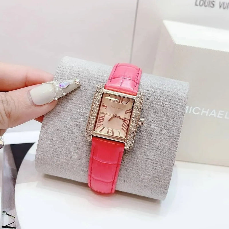 Michael Kors Emery Quartz Diamonds Rose Gold Dial Pink Leather Strap Watch For Women - MK2984 Buy Now By Michael Kors