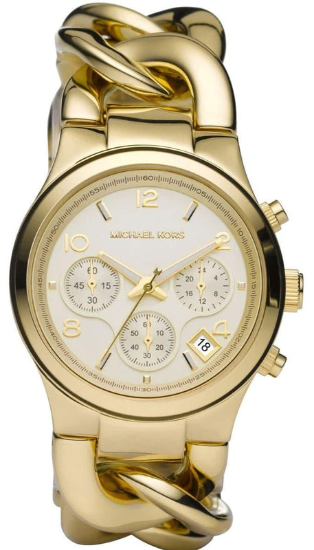 Michael Kors Runway Twist Gold Dial Gold Steel Strap Watch for Women - MK3131