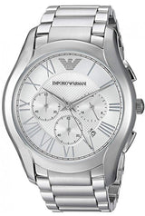Emporio Armani Valente Chronograph Silver Dial Silver Steel Strap Watch For Men - AR11081 Buy Now By Emporio Armani