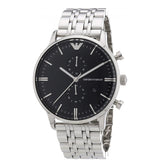 Emporio Armani Chronograph Black Dial Silver Steel Strap Watch For Men - AR0389 Buy Now By Emporio Armani