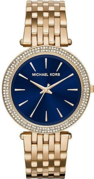 Michael Kors Darci Blue Dial Gold Steel Strap Watch for Women - MK3406