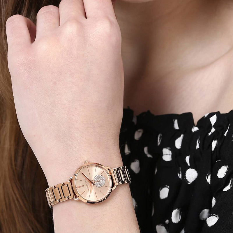 Michael Kors Portia Rose Gold Dial Rose Gold Steel Strap Watch for Women - MK3640 Buy Now By Michael Kors