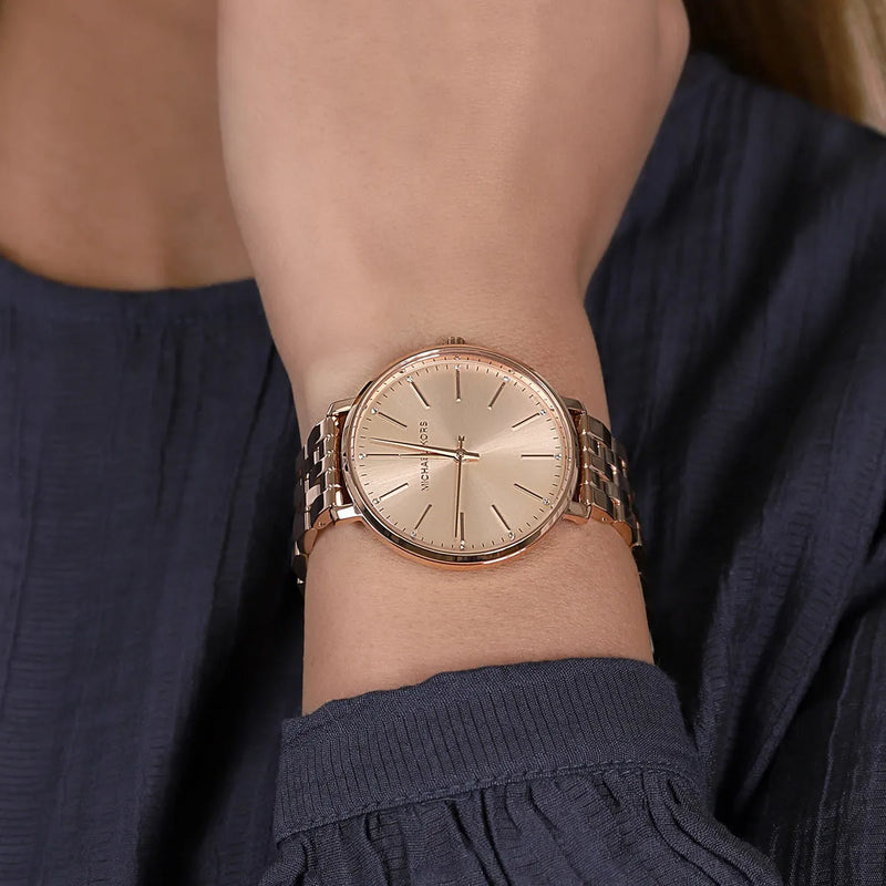 Michael Kors Pyper Three-Hand Rose Gold Dial Rose Gold Steel Strap Watch For Women - MK3897 Buy Now By Michael Kors