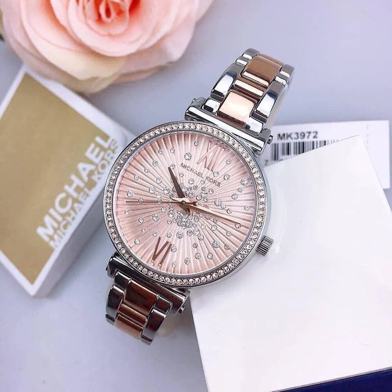 Michael Kors Sofie Quartz Rose Gold Dial Two Tone Steel Strap Watch For Women - MK3972 Buy Now By Michael Kors