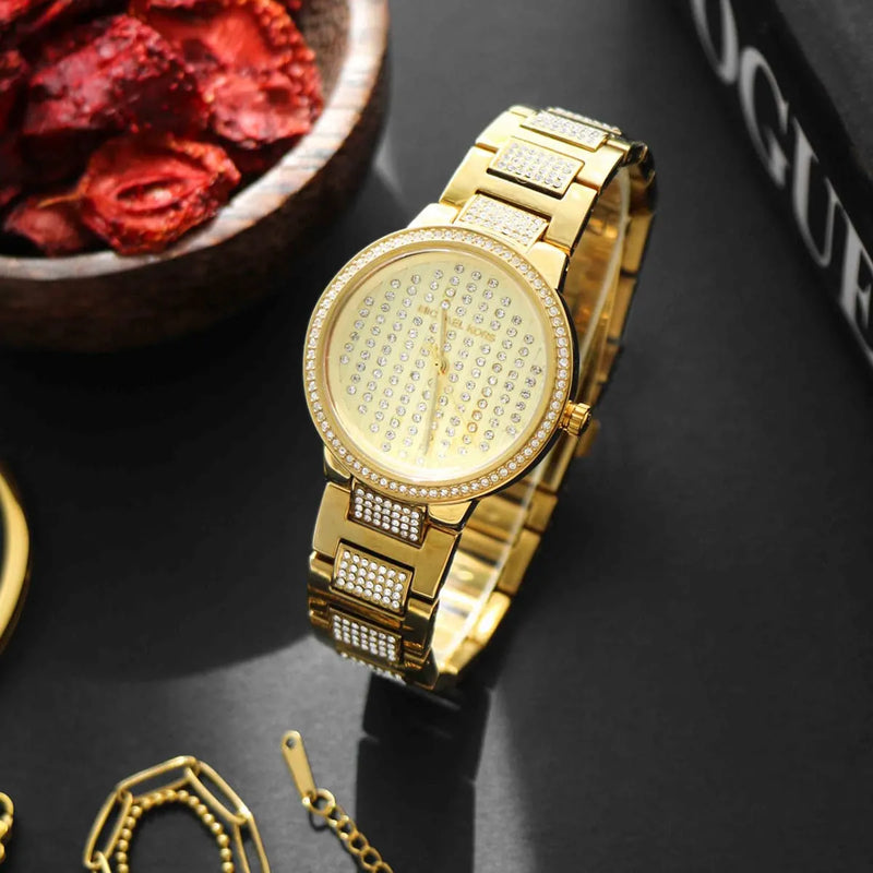 Michael Kors Gabbi Crystals Gold Dial Gold Steel Strap Watch For Women - MK3985 Buy Now By Michael Kors