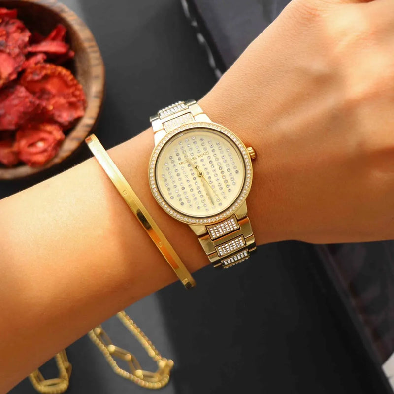 Michael Kors Gabbi Crystals Gold Dial Gold Steel Strap Watch For Women - MK3985 Buy Now By Michael Kors