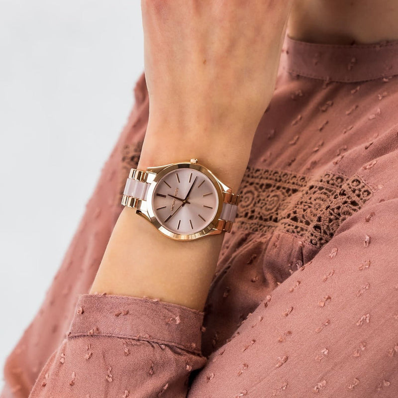 Michael Kors Slim Runway Rose Gold Dial Two Tone Steel Strap Watch for Women - MK4294 Buy Now By Michael Kors