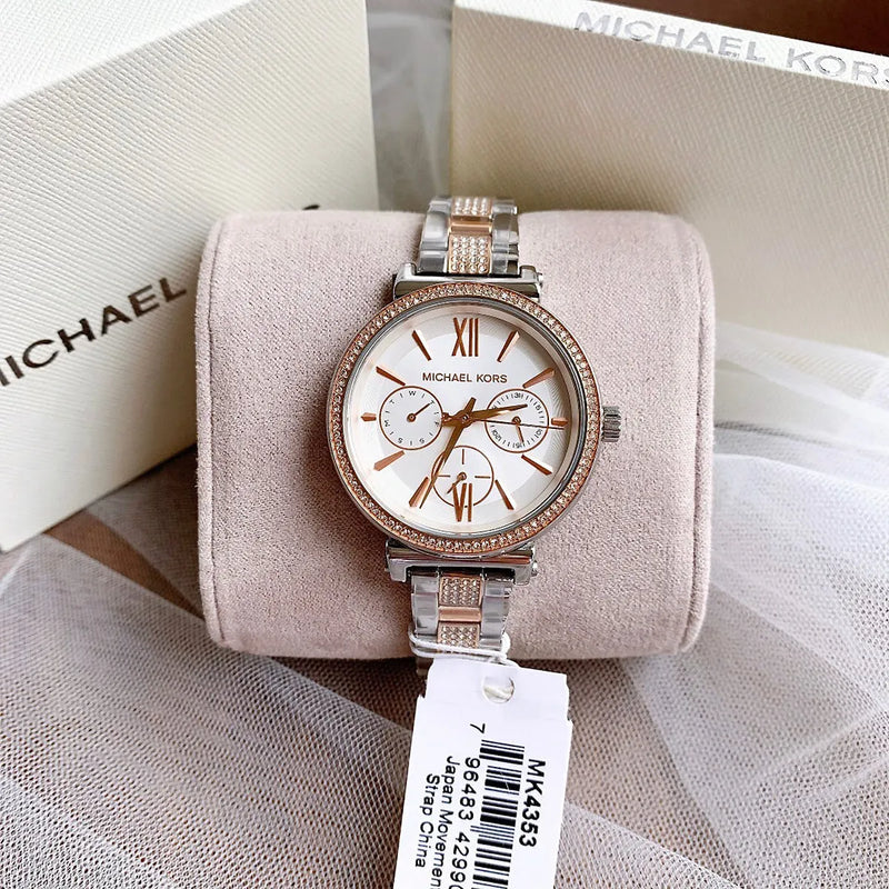 Michael Kors Sofie Chronograph White Dial Two Tone Steel Strap Watch For Women - MK4353 Buy Now By Michael Kors