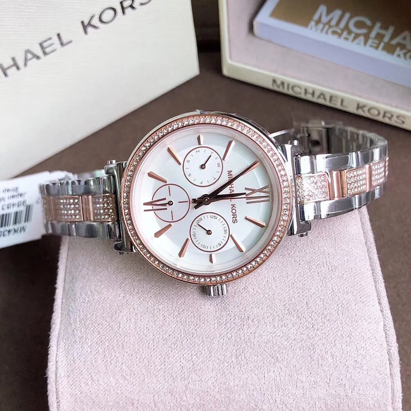 Michael Kors Sofie Chronograph White Dial Two Tone Steel Strap Watch For Women - MK4353 Buy Now By Michael Kors