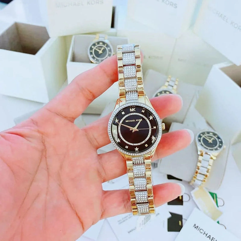 Michael Kors Lauryn Crystal Pave Black Dial Two Tone Steel Strap Watch For Women - MK4403 Buy Now By Michael Kors