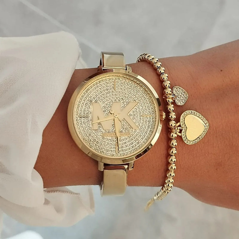 Michael Kors Parker Crystals Gold Dial Gold Steel Strap Watch For Women - MK4469 Buy Now By Michael Kors