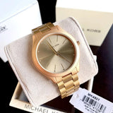 Michael Kors Slim Runway Quartz Gold Dial Gold Steel Strap Watch For Women - MK4501 Buy Now By Michael Kors