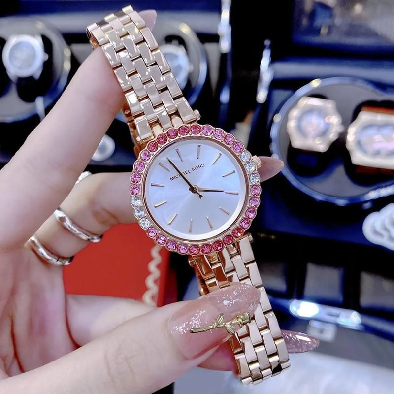 Michael Kors Darci Pave Silver Dial Rose Gold Steel Strap Watch For Women - MK4517 Buy Now By Michael Kors