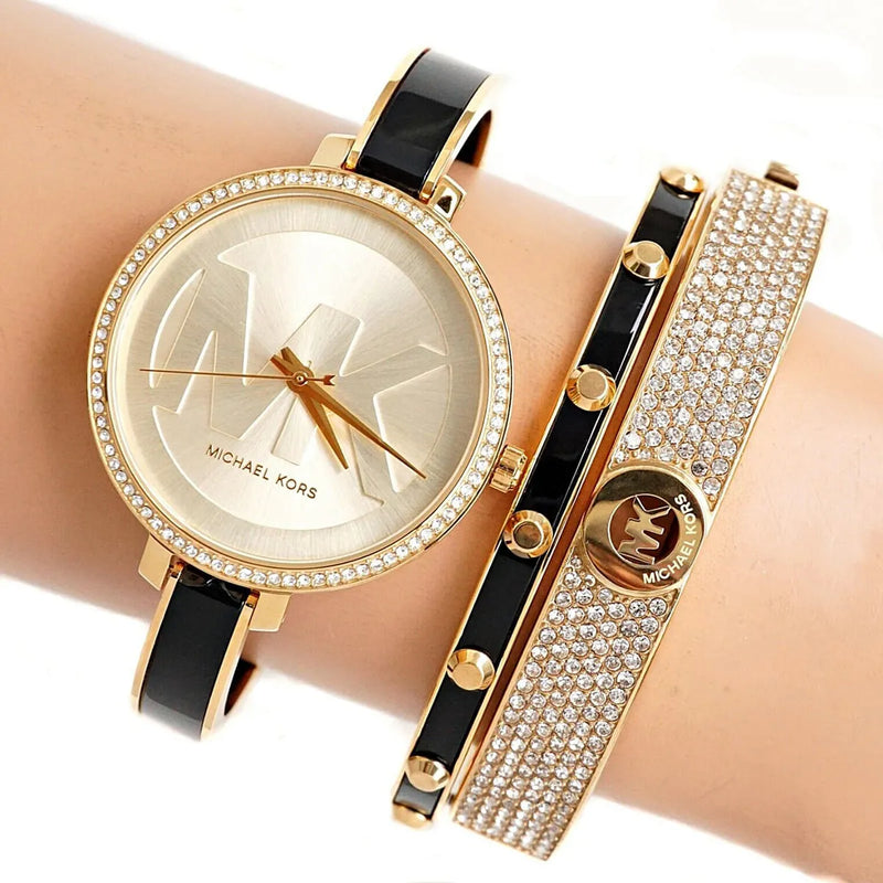 Michael Kors Jaryn Quartz Gold Dial Black Steel Strap Watch For Women - MK4544 Buy Now By Michael Kors