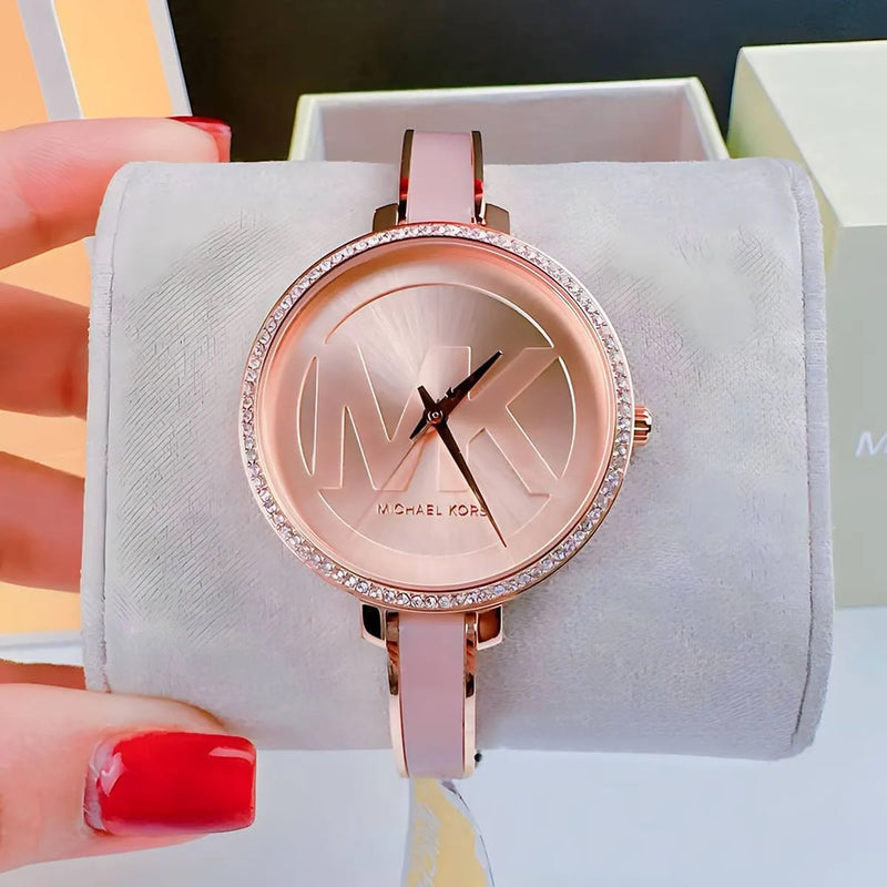 Michael Kors Jaryn Analog Rose Gold Dial Pink Steel Strap Watch For Women - MK4545 Buy Now By Michael Kors