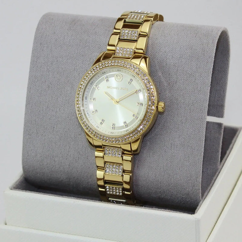 Michael Kors Tibby Three-Hand Glitz Gold Dial Gold Steel Strap Watch for Women - MK4575 Buy Now By Michael Kors