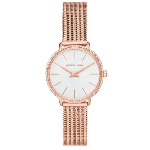 Michael Kors Pyper Quartz Mother of Pearl White Dial Rose Gold Mesh Strap Watch For Women - MK4588