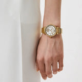 Michael Kors Abbey Three-Hand Analog White Dial Gold Steel Strap Watch for Women - MK4615 Buy Now By Michael Kors