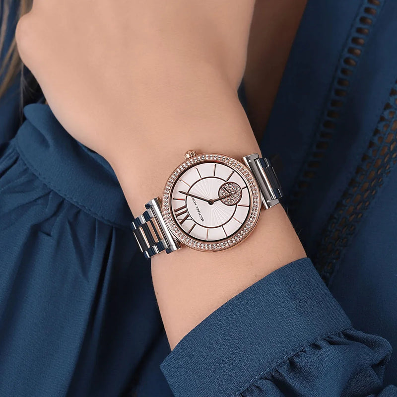 Michael Kors Abbey Three-Hand White Dial Two Tone Steel Strap Watch for Women - MK4616 Buy Now By Michael Kors