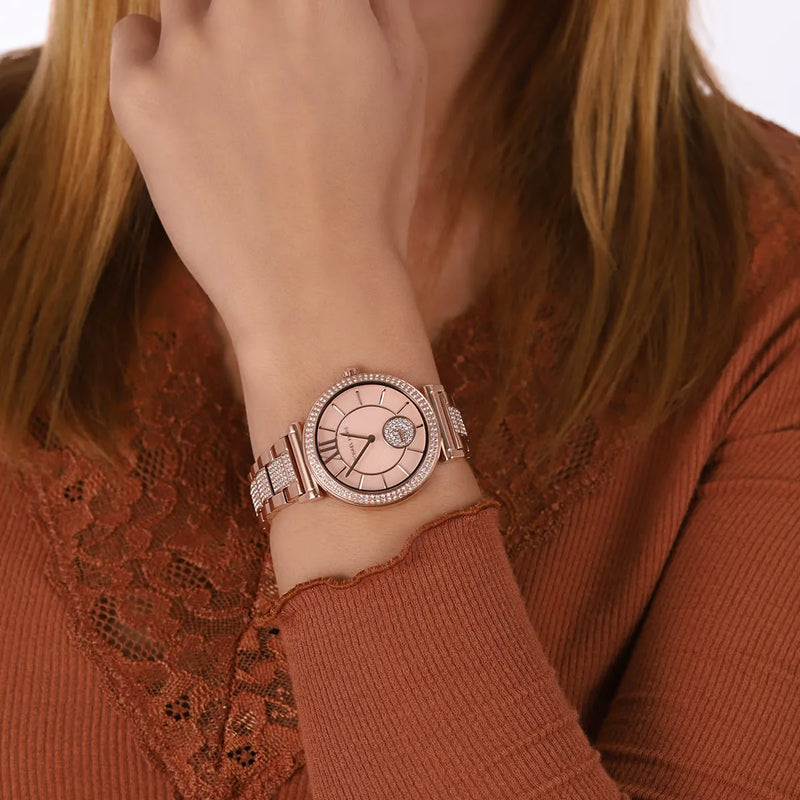 Michael Kors Abbey Three-Hand Analog Crystals Rose Gold Dial Rose Gold Steel Strap Watch for Women - MK4617 Buy Now By Michael Kors