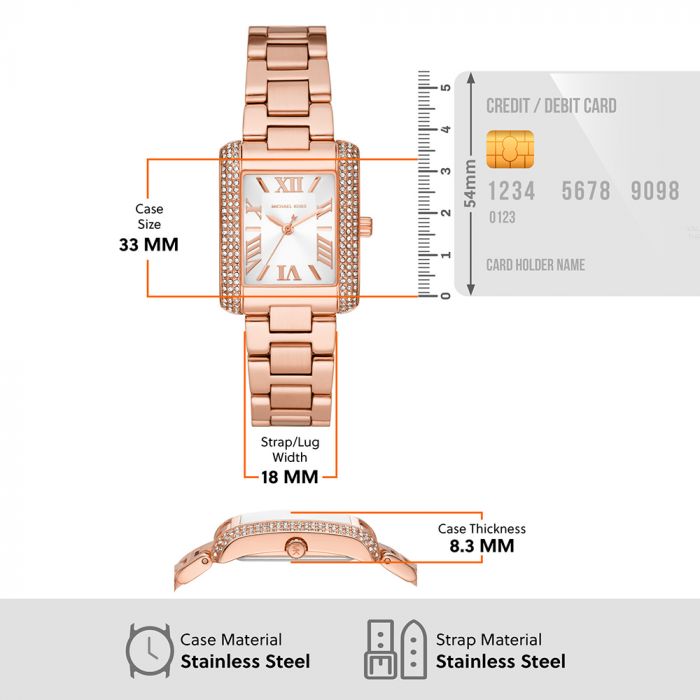 Michael Kors Emery Three-Hand Crystals Silver Dial Rose Gold Steel Strap Watch for Women - MK4641 Buy Now By Michael Kors