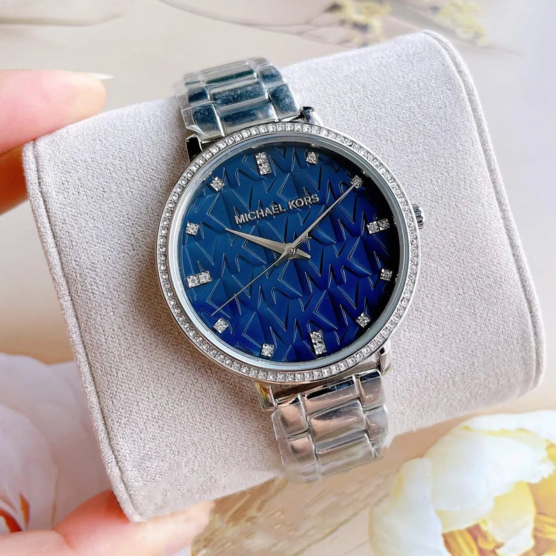 Michael Kors Pyper Blue Dial Silver Steel Strap Watch For Women - MK4671 Buy Now By Michael Kors