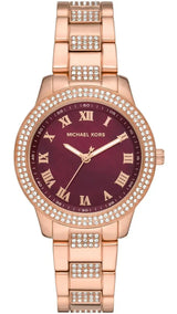 Michael Kors Tibby Multifunction Crystals Maroon Dial Rose Gold Steel Strap Watch for Women - MK4685 Buy Now By Michael Kors